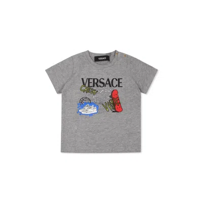 Versace Babies' Grey T-shirt For Boy With Logo