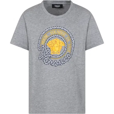 Versace Kids' Grey T-shirt For Boy With Medusa