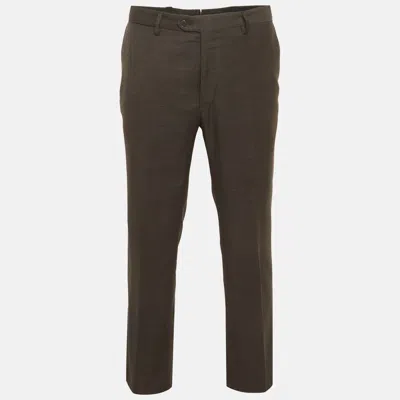 Pre-owned Versace Grey Textured Wool Blend Regular Fit Pants Xxl In Gray