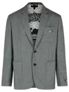 Versace Formal Jacket Micro Pattern Wool Fabric In Grey