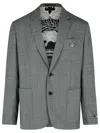 Versace Formal Jacket Micro Pattern Wool Fabric In Grey