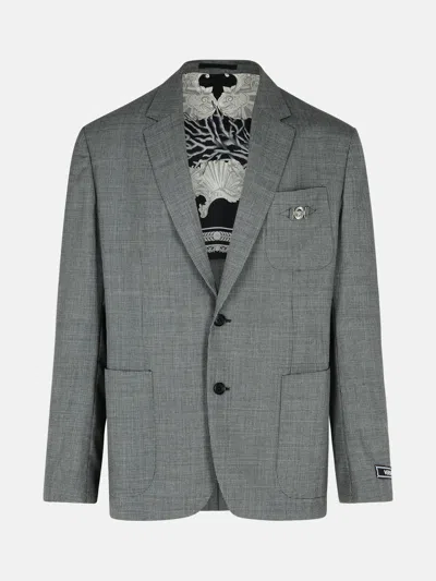 Versace Grey Virgin Wool Blazer