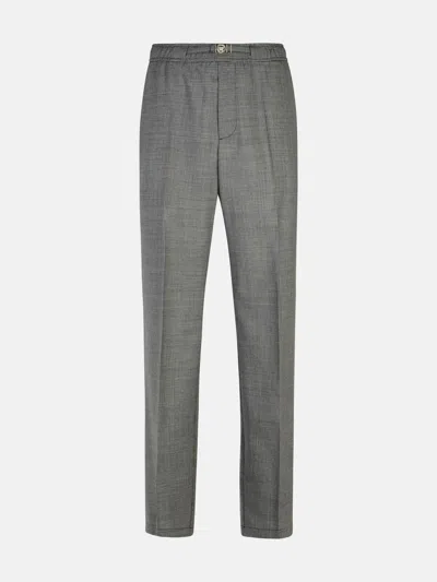 Versace Tapered-leg Houndstooth Wool Pants In Multi