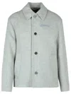 Versace Wool Blend Blouse Jacket In Gray