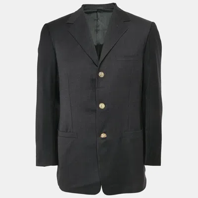 Pre-owned Versace Grey Wool Single Breasted Blazer S