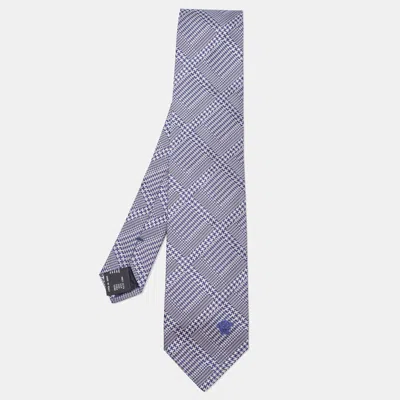 Versace Grey/navy Blue Patterned Silk Tie