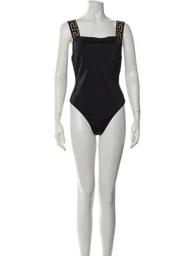Pre-owned Versace Grosgrain Trim One-piece In Black