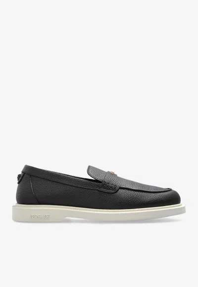 Versace Guiliano Leather Loafers In Black