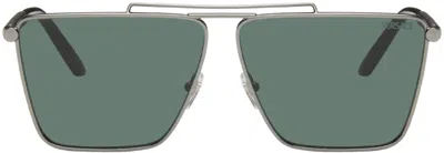 Versace Gunmetal Aviator Sunglasses In Black