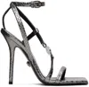Versace Gunmetal Crystal Medusa '95 Heeled Sandals In 1e88e-anthracite-rut