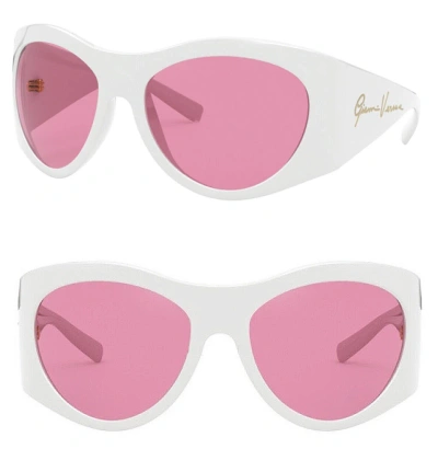 Pre-owned Versace Gv Gianni Signature Oval Wrap 4392 White Pink Ve4392 Oversized Sunglass