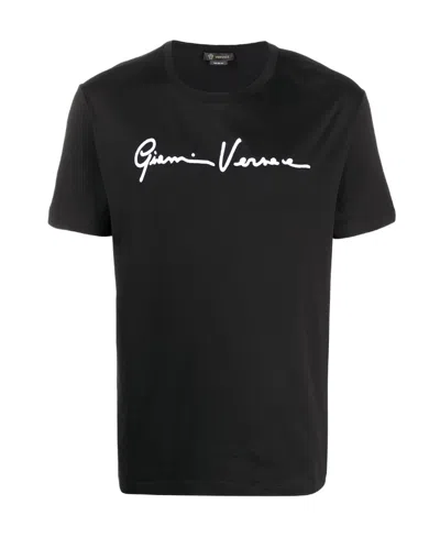 Versace Gv Signature Logo T-shirt In Black