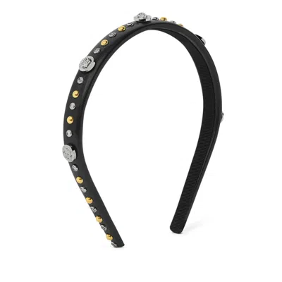 Versace Medusa Head Studded Headband In White