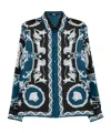 Versace Silk Shirt With Printed Design And Button-down Collar In Multi