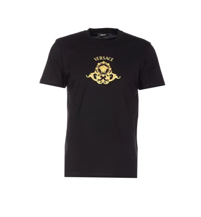 Versace Hall Of Heroes Crest Graphic T-shirt In Black