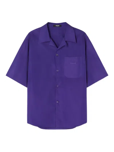 Versace Hall Of Statues Printed Shirt In Blue