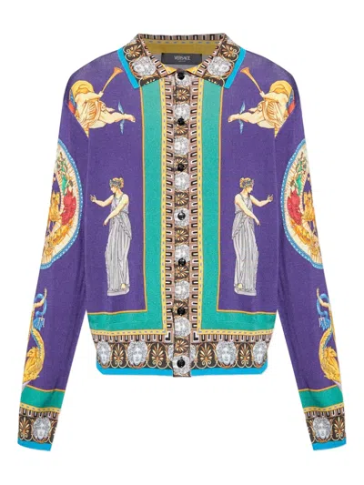 VERSACE HALL OF STATUES SILK CARDIGAN
