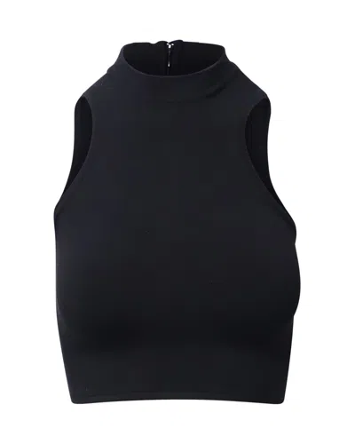 Versace Halter Neck Cropped Top In Black Silk