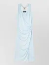 Versace Light Blue Midi Dress With V-neck And Medusa Plaque On The Back In Viscose For Women In Blue
