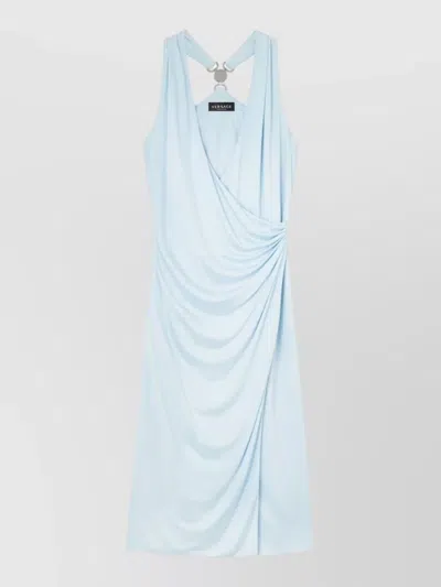 VERSACE HALTER NECK SILK BLEND KNEE DRESS