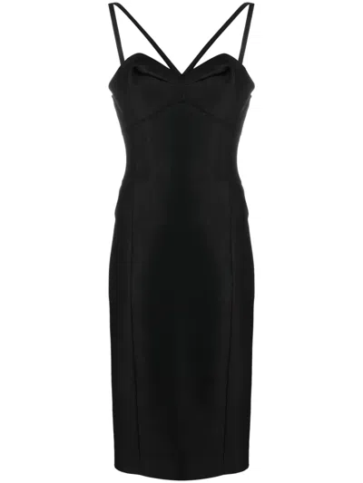 Versace Silk Midi Dress With Heart Collar In Black