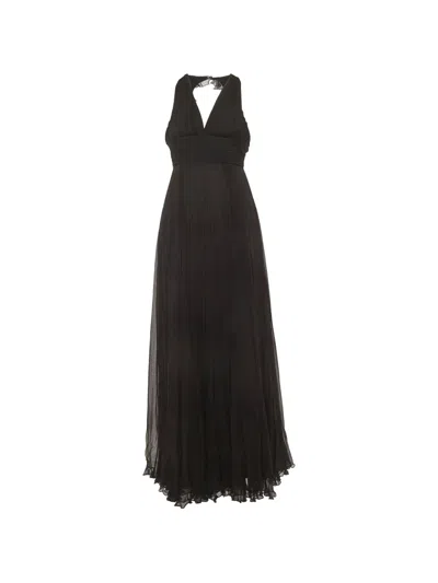 Pre-owned Versace Halterneck Maxi Dress In Black