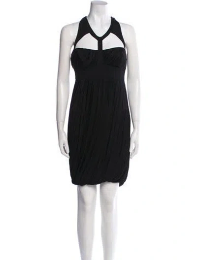 Pre-owned Versace Halterneck Mini Dress In Black