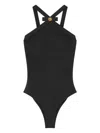 Versace Halterneck Swimsuit With Medusa Head Motif In Black