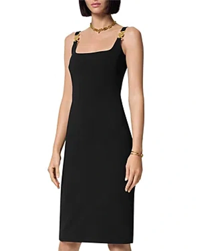 Versace Square-neck Sleeveless Responsible Techno Cady Stretch Sheath Dress In Black