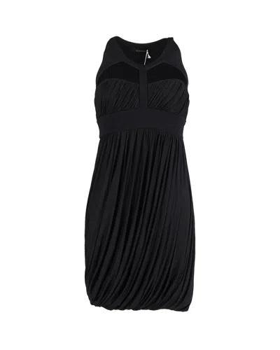 Versace Harness Neckline Gathered Mini Dress In Black Viscose