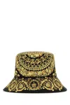 Versace Men Printed Polyester Bucket Hat In Yellow
