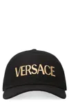 Versace Embroidered-logo Detail Baseball Cap In Black