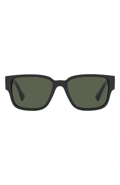 Versace Havana 57mm Rectangular Sunglasses