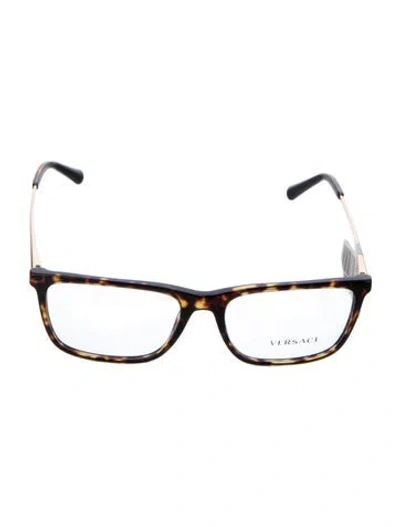 Pre-owned Versace Havanna Square Eyeglasses In Black