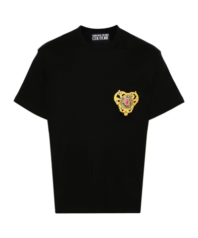 Versace Heart Couture T-shirt In Black