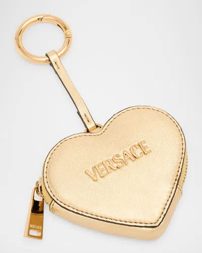 Versace Heart-shaped Lambskin Leather Coin Purse