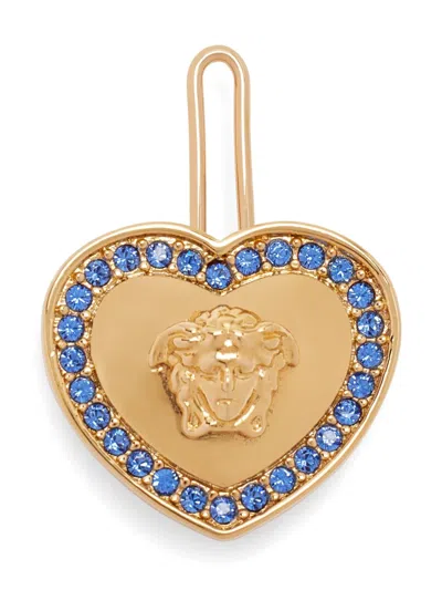 Versace Kids' Heart-shaped Medusa-embellished Hair Clip In Gold