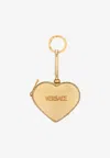 Versace Heart-shaped Metallic Leather Coin Pouch In Gold