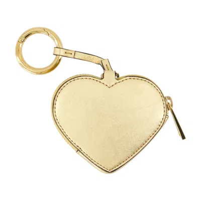 Versace Heart-shaped Leather Coin Purse In Gold