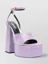 Versace Heel Platform Sandals Open Toe Embellished
