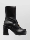 VERSACE HEELED LEATHER ANKLE BOOTS WITH PLATFORM SOLE