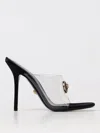 Versace Medusa Clear Stiletto Mule Sandals In Black