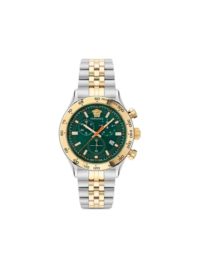 Versace Greca Time Gmt 41mm In Green