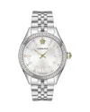 Versace Women's Hellenyium Silver Stainless Steel Bracelet Watch, 36mm In Silver/silver