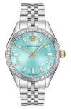 Versace Women's Hellenyium Silver Stainless Steel Bracelet Watch, 36mm In Stainless Steel