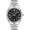 Versace Women's Hellenyium Silver Stainless Steel Bracelet Watch, 36mm In Stainless Steel