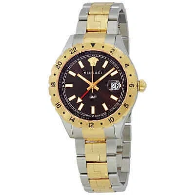 Pre-owned Versace Hellenyium Brown Dial Two-tone Men's Watch V11040015