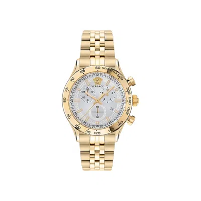 Pre-owned Versace Hellenyium Chrono Bracelet Watch 'gold' | Men's Size Onesize