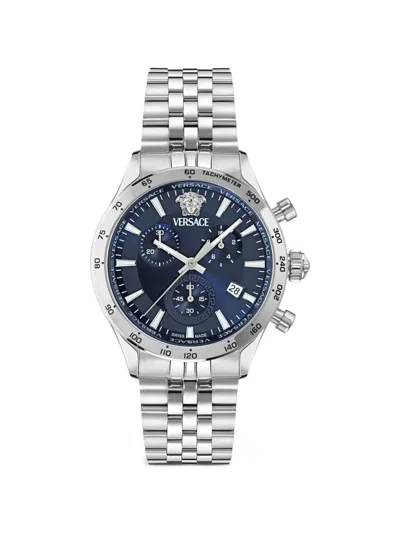 Versace Hellenyium Chrono Petite 40mm Watch In Blue