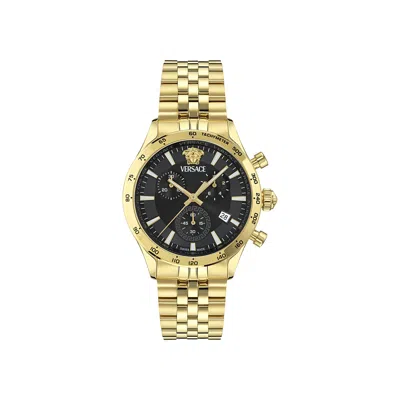 Pre-owned Versace Hellenyium Chrono Petite Bracelet Watch 'gold' | Men's Size Onesize
